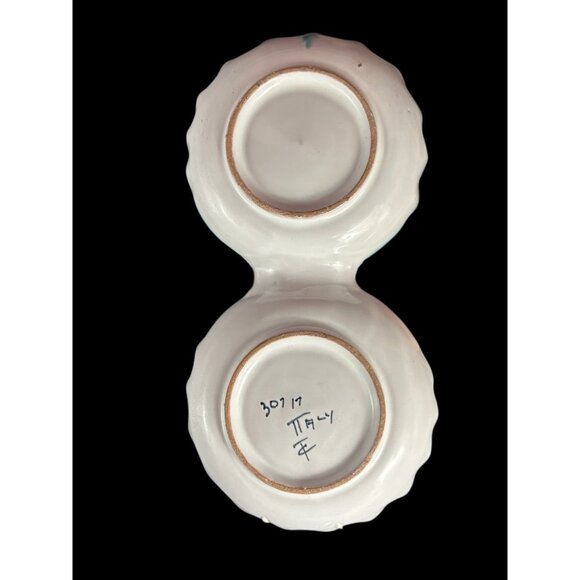 Fratelli Fanciullacci ? Pottery Divided Dish Condiment Olive Green Yellow Italy - Picture 8 of 14